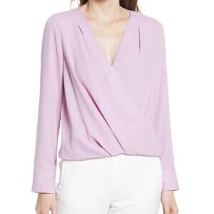 Halogen Cross Front Blouse In Purple Herb Size Medium